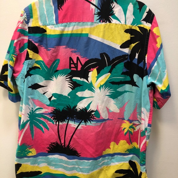 Vintage Maximalist 90s Izod Hawaiian Shirt. Size L Cotton - Picture 2 of 4